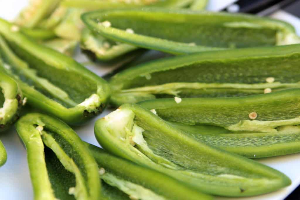 Fresh Jalapenos, cut in half