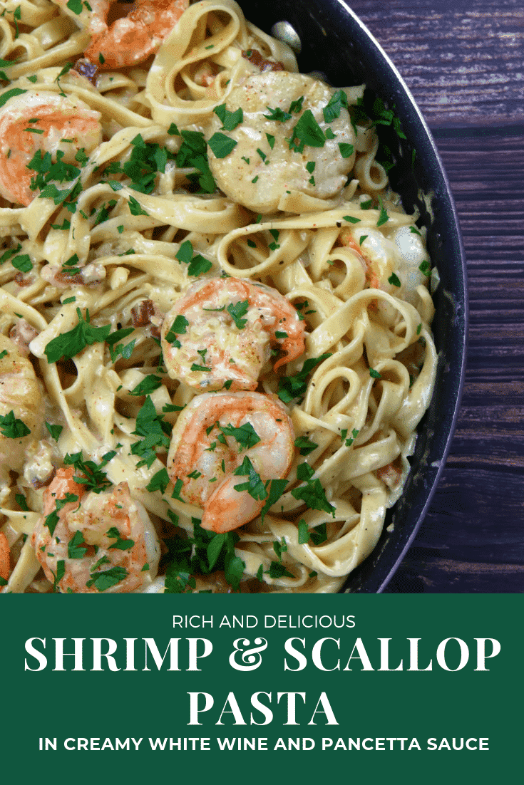 Shrimp and Scallop Pasta in White Wine Cream Sauce | System of a Brown