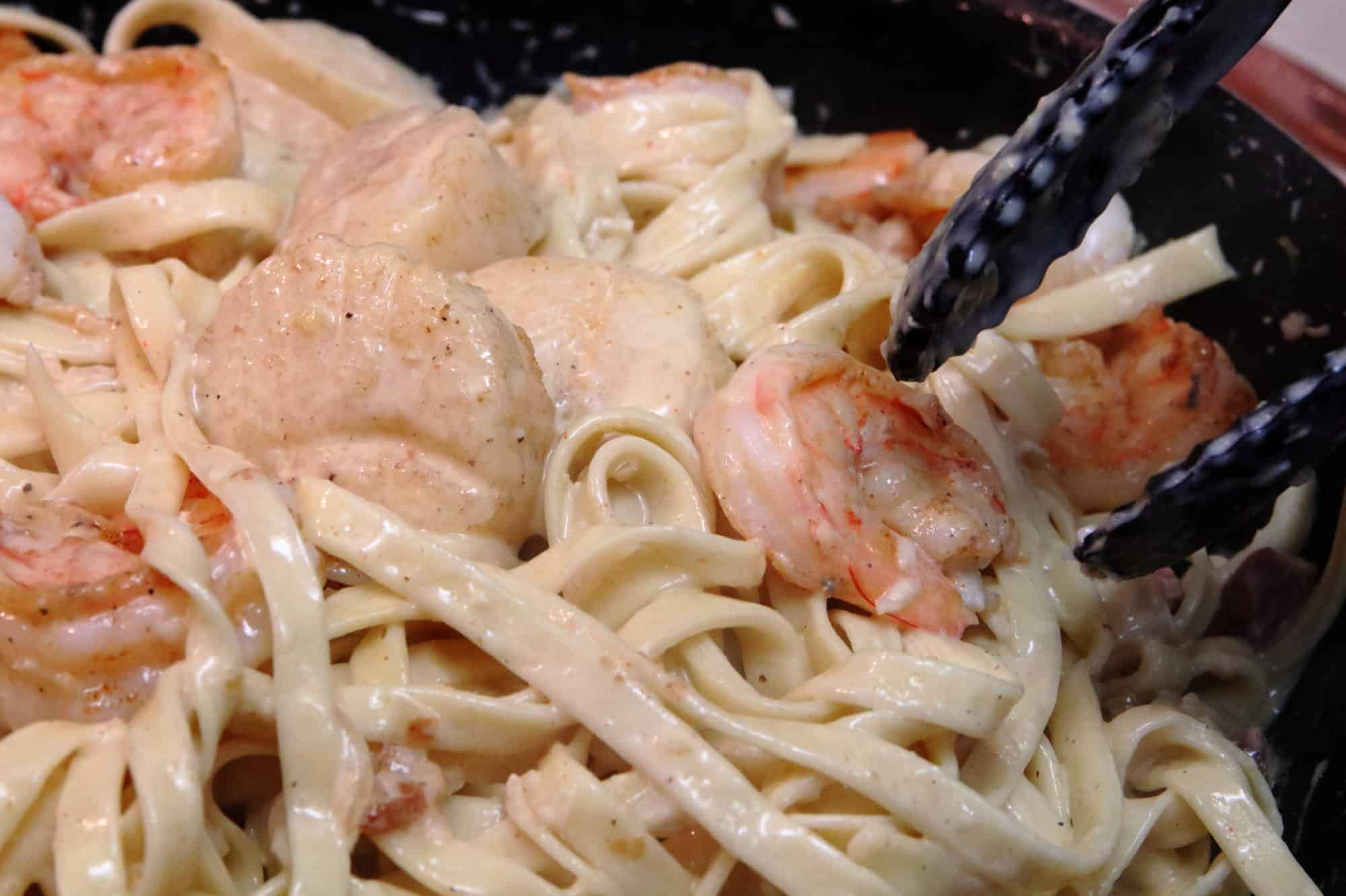 Shrimp And Scallop Pasta In White Wine Cream Sauce System Of A Brown