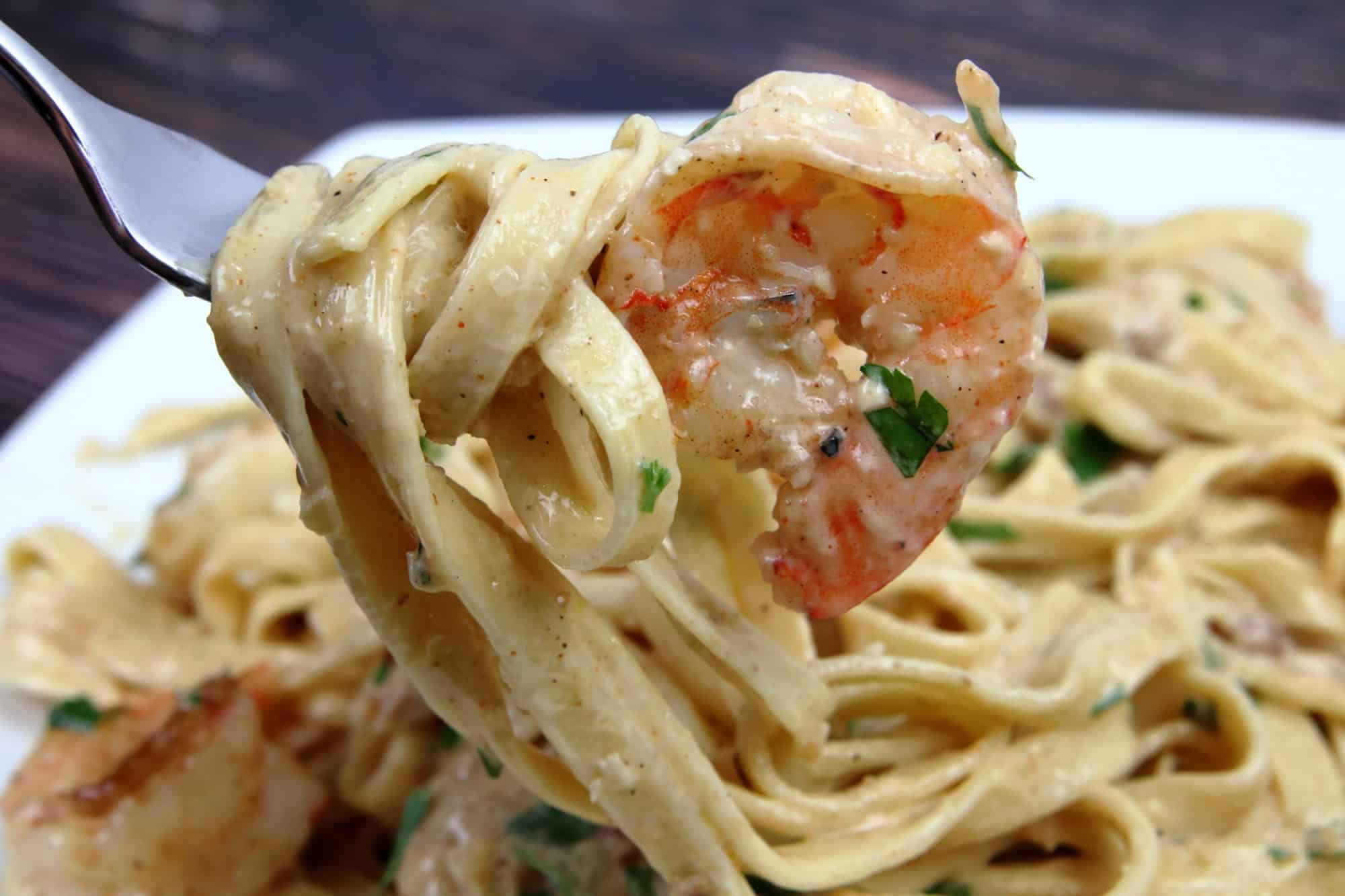 Shrimp and Scallop Pasta in White Wine Cream Sauce System of a Brown