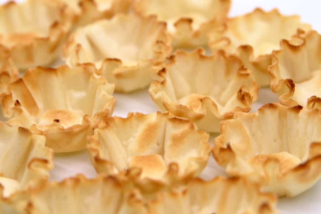 Close up of several phyllo dough shells