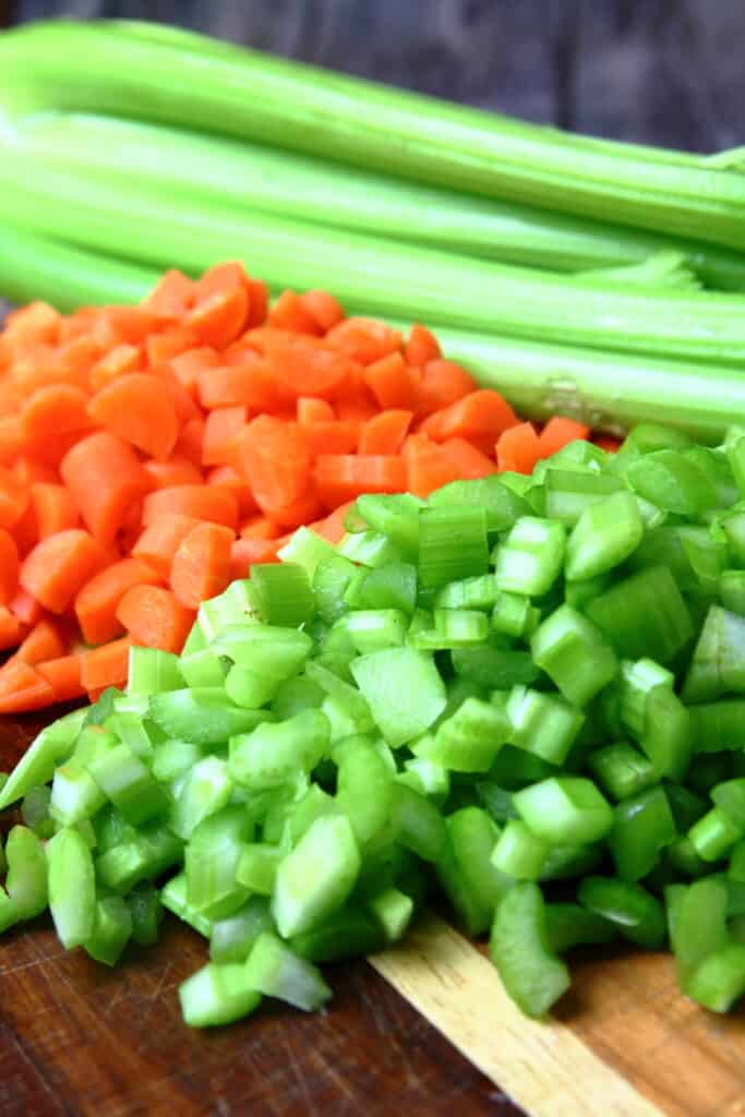 chopped carrots and celery