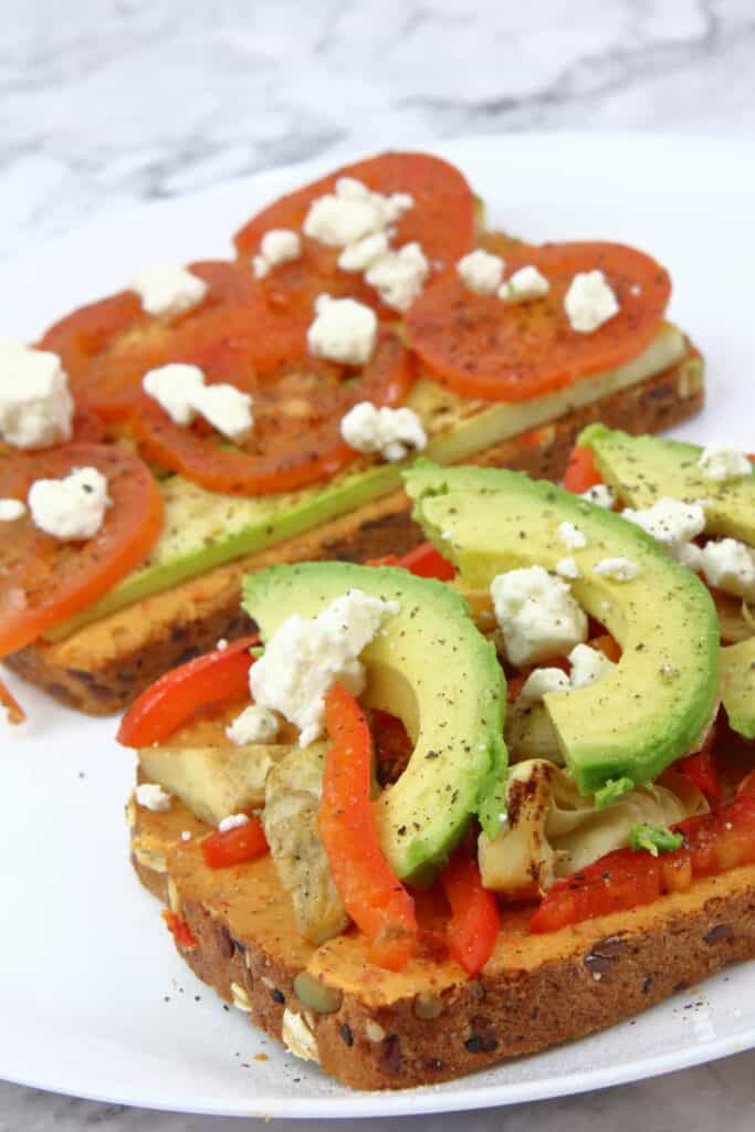 Open face grilled vegetable sandwich