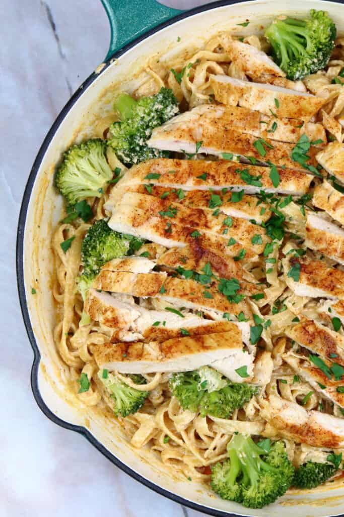 Cajun Chicken Pasta in a saute pan