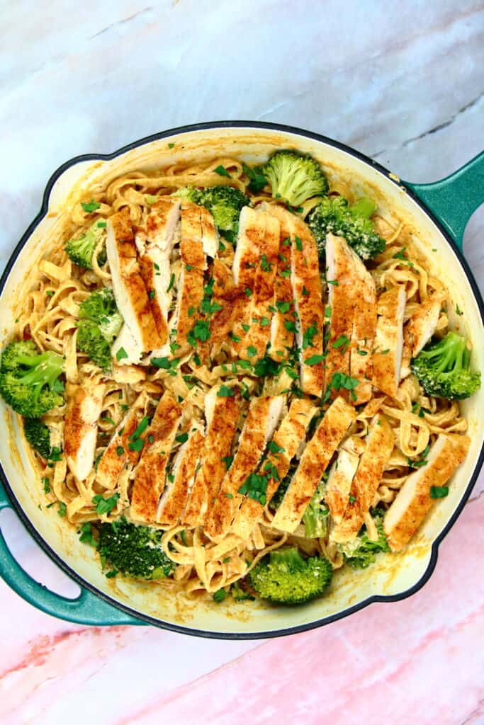 Cajun Chicken Pasta in a saute pan