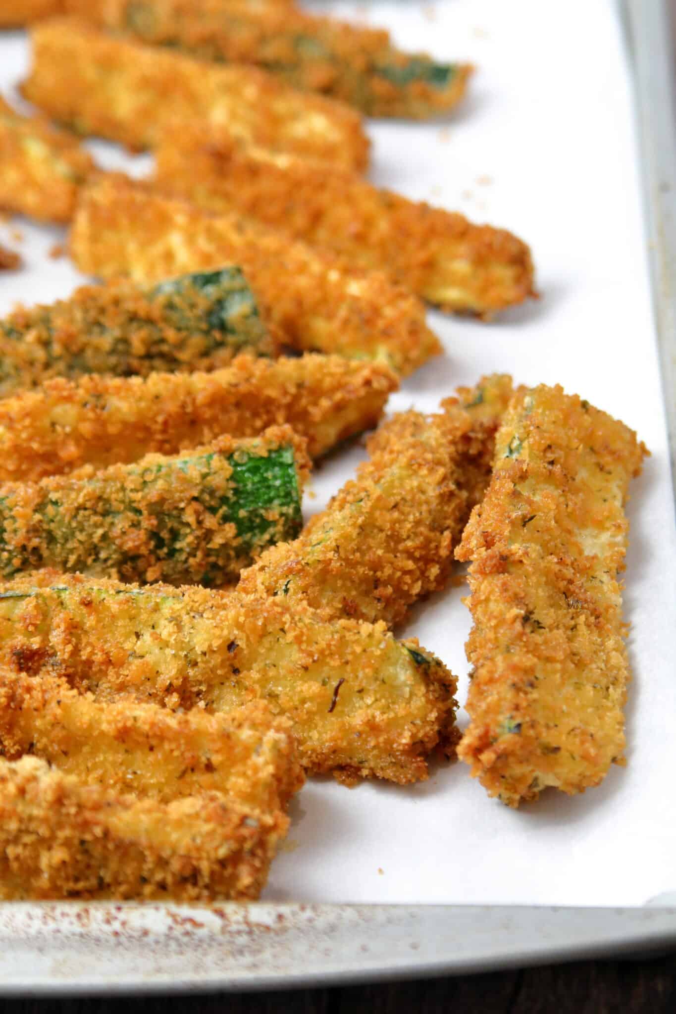 Panko Crusted Fried Zucchini System of a Brown