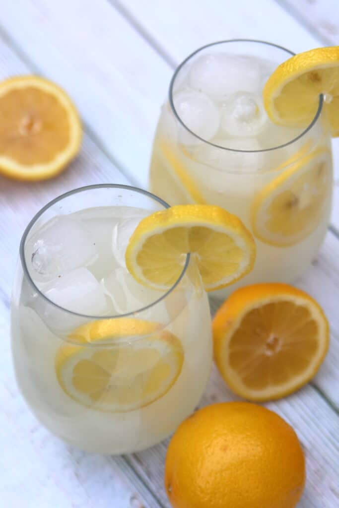 overhead shot of two vodka spritzers
