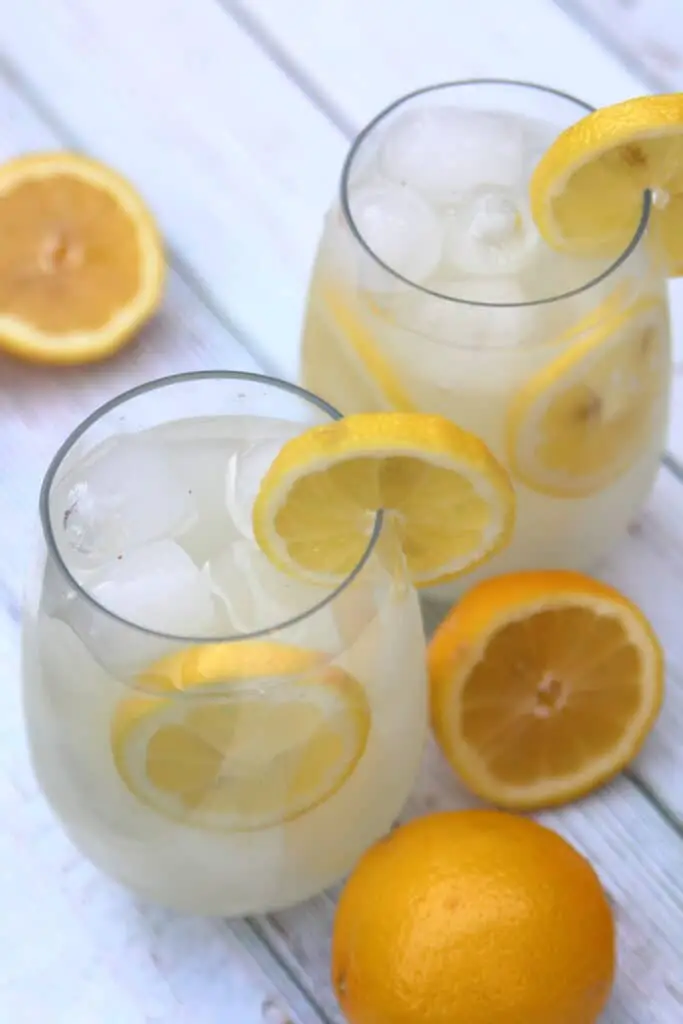 overhead shot of two vodka spritzers