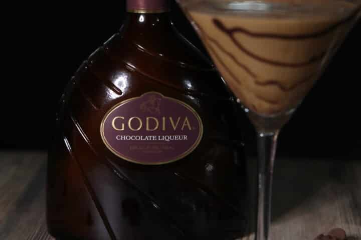 close up of godiva liqueur bottle