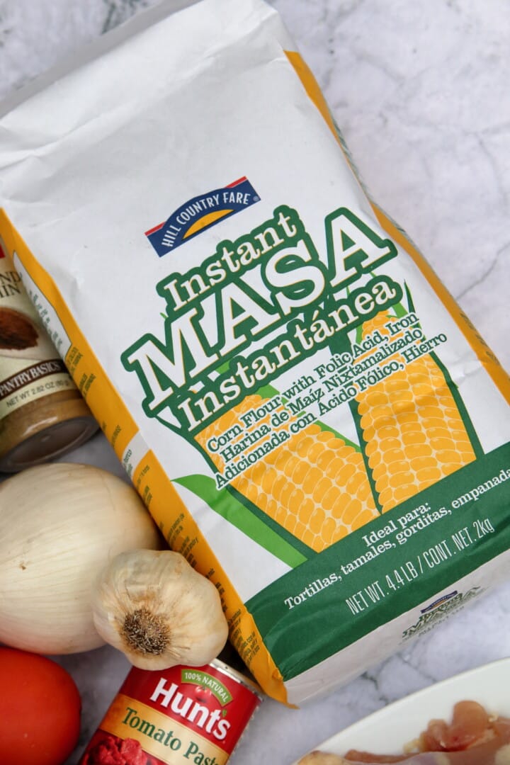 Close up of a bag of Masa